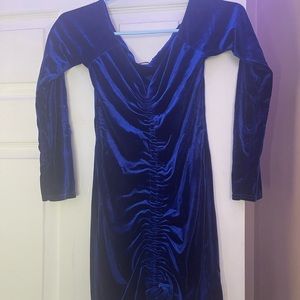 Pretty Little Thing Blue Ruched Dress.